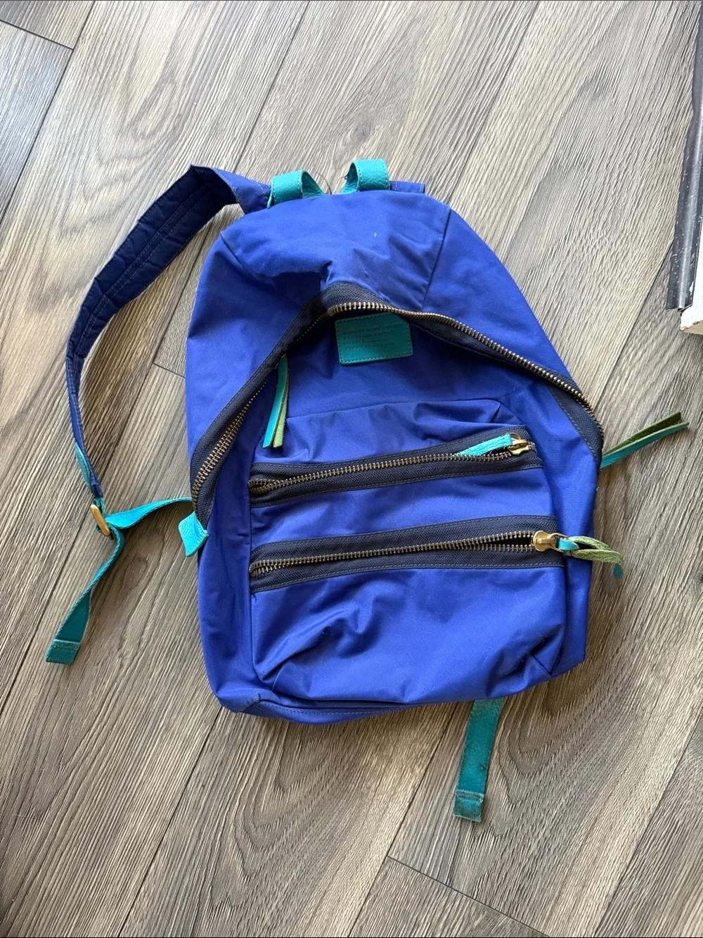 Marc by Marc Jacobs Standard Supply Workwear Nylon Backpack Blue Teal Leather